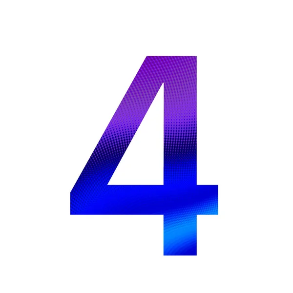 4号字母表 背景是紫色和蓝色的 背景是白色的 — 图库照片