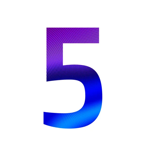 5号字母表 背景是紫色和蓝色的 背景是白色的 — 图库照片