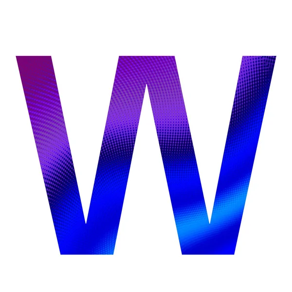 白を基調とした紫と青を基調としたアルファベットの文字W — ストック写真