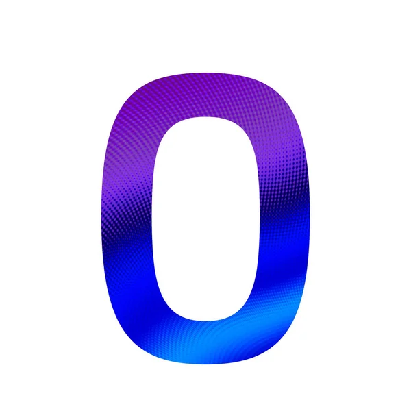 用紫色和蓝色背景制成的字母表的第0号 用白色背景隔开 — 图库照片
