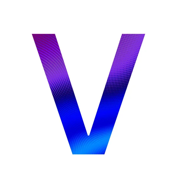 紫と青の背景で作られたアルファベットの文字Vは 白い背景に隔離されています — ストック写真