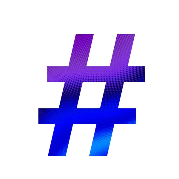 Hashtag Του Αλφαβήτου Μωβ Και Μπλε Φόντο Απομονωμένο Λευκό Φόντο — Φωτογραφία Αρχείου