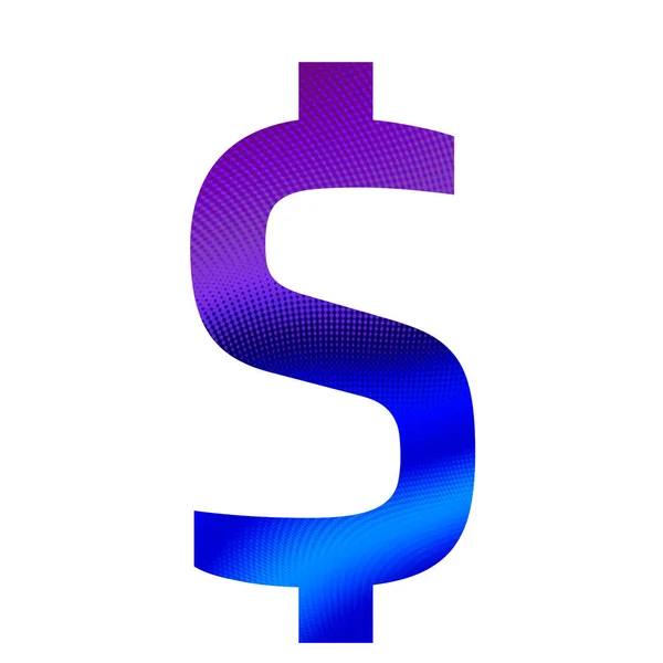 紫色和蓝色背景的字母的美元符号 用白色背景隔开 — 图库照片