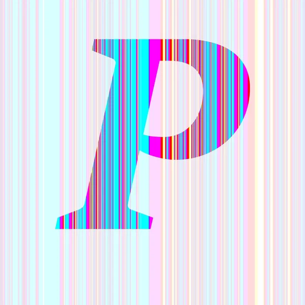 ピンク 黄色のストライプで作られたアルファベットの文字Pは 半透明な背景で隔離されています — ストック写真