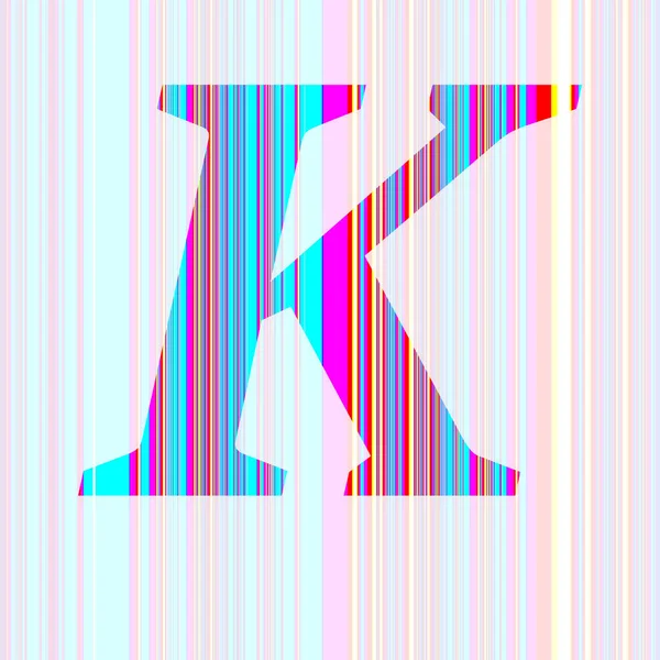 字母K 带有紫色 黄色条纹 背景半透明 — 图库照片