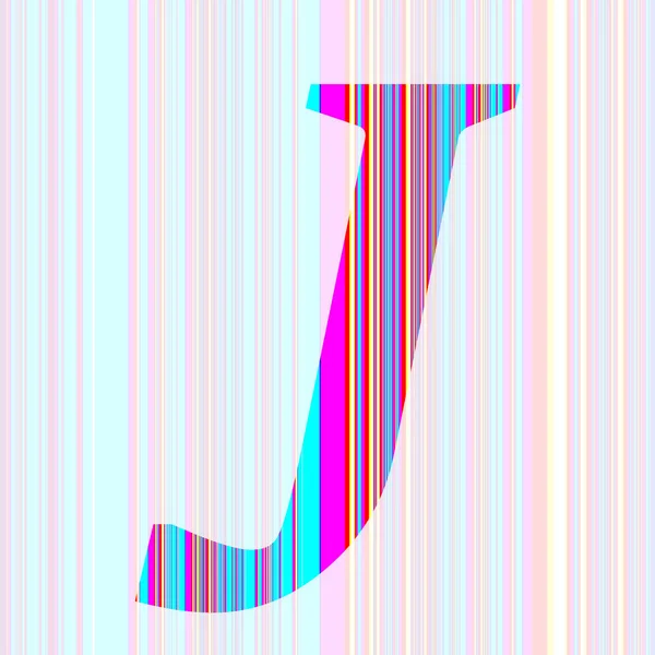 ピンク 黄色のストライプで作られたアルファベットの文字Jは 半透明な背景で隔離されています — ストック写真