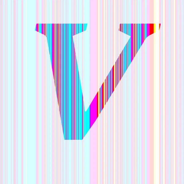 字母V的字母V 带有紫色 黄色条纹 背景半透明 — 图库照片