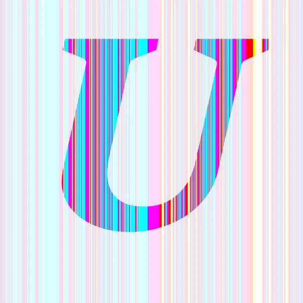 字母U 带有紫色 黄色条纹 背景半透明 — 图库照片