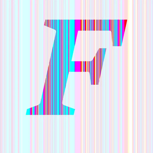 文字F色紫 ピンク 黄色とストライプで作られたアルファベットの 半透明な背景で隔離された — ストック写真