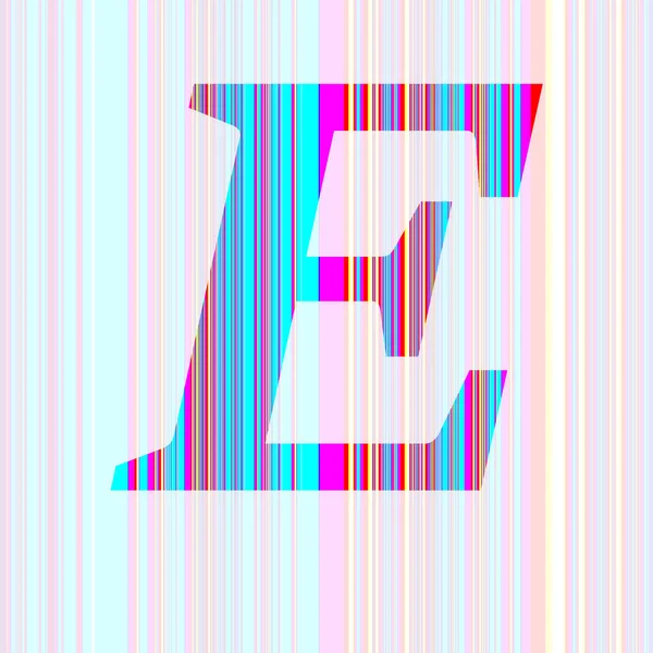 字母E 带有紫色 黄色条纹 背景半透明 — 图库照片