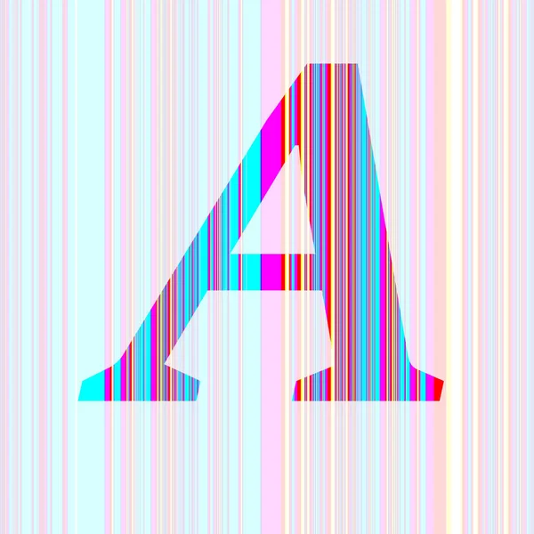 文字A色紫 ピンク 半透明な背景で隔離された縞で作られたアルファベットの — ストック写真