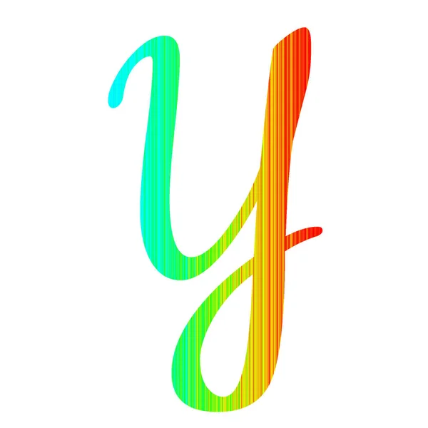 虹色のストライプで作られたアルファベットの文字Yは 色が青 赤です 白い背景に隔離され — ストック写真
