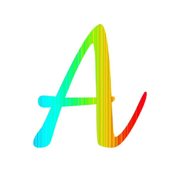 字母用彩虹色条纹表示的字母A 黄色和红色 在白色背景上隔离 — 图库照片