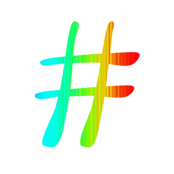Hashtag Του Αλφαβήτου Γίνεται Ρίγες Χρώματα Του Ουράνιου Τόξου Χρώματα — Φωτογραφία Αρχείου