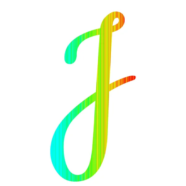 虹色のストライプで作られたアルファベットの文字Jは 色が青 赤です 白い背景に隔離され — ストック写真