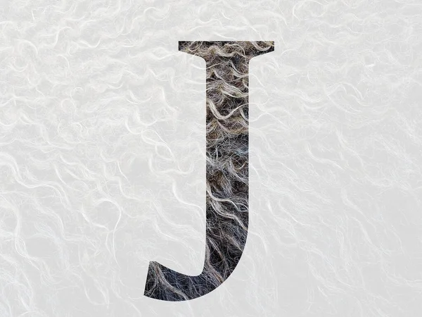 羊の毛の巻き毛で作られたアルファベットの文字J ベージュ — ストック写真