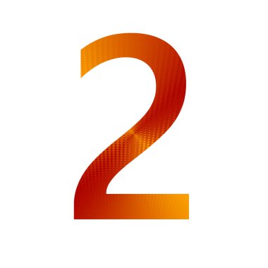 Alfabenin turuncu ve sarı arkaplanlı iki numarası, beyaz arkaplanda izole edilmiş.