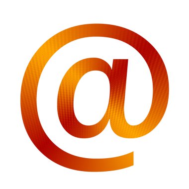 Posta işareti, turuncu ve sarı arkaplanlı alfabe işareti, beyaz arkaplanda izole edilmiş