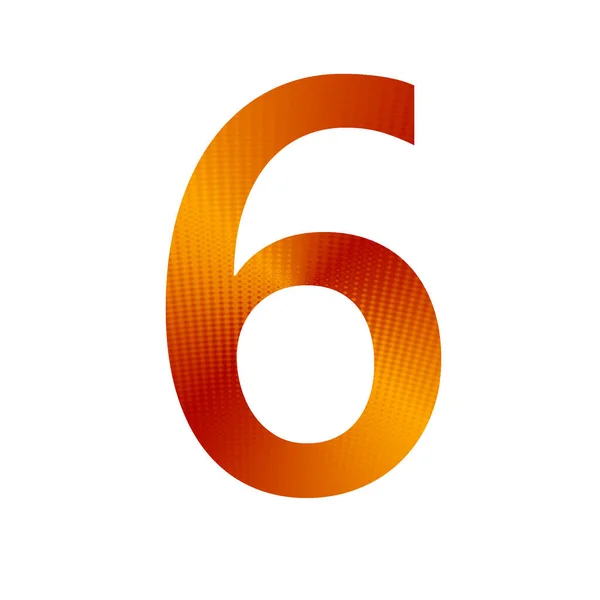 字母中的第6号 由橙色和黄色背景制成 在白色背景上隔离 — 图库照片