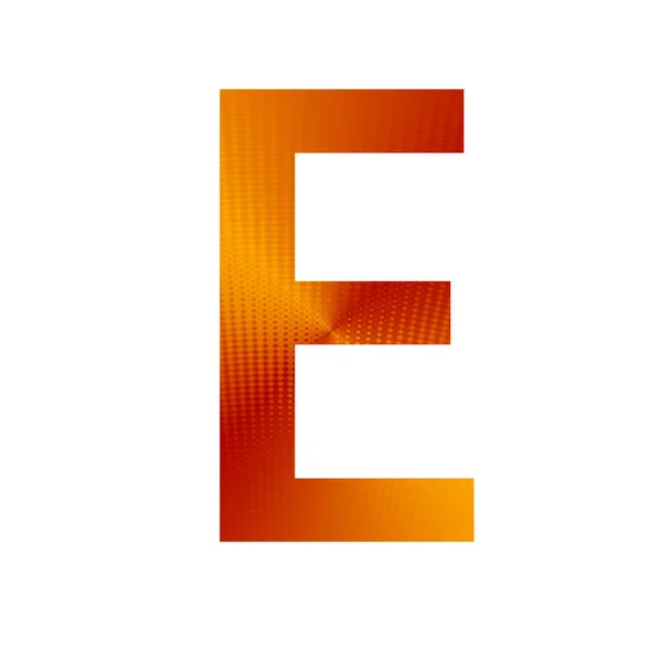 文字Eはオレンジと黄色の背景で作られたアルファベットで白い背景に隔離されています — ストック写真