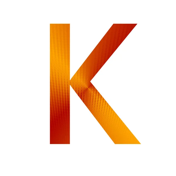 字母K 由橙色和黄色背景制成 用白色背景隔开 — 图库照片