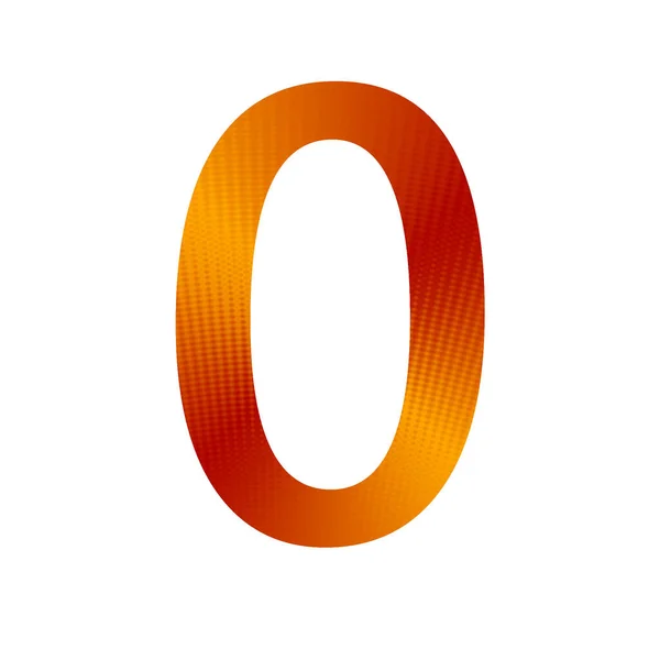 オレンジと黄色の背景で作られたアルファベットの数0は白い背景に隔離されています — ストック写真