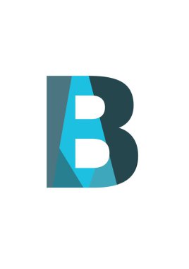 Alfabenin B harfi koyu ve açık mavi renkli, beyaz arka planda izole edilmiş.