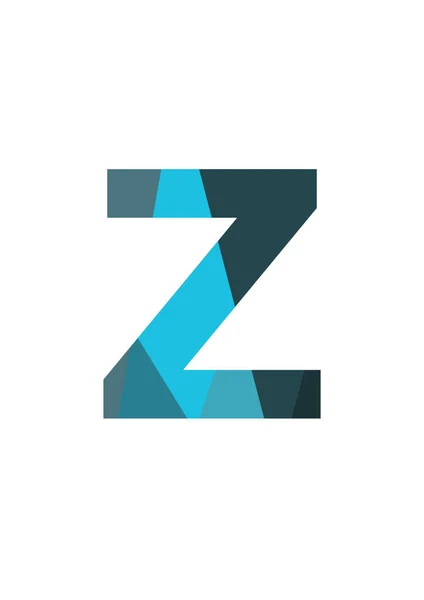 白を基調とした濃淡ブルーの平面図で作られたアルファベットの文字Z — ストック写真
