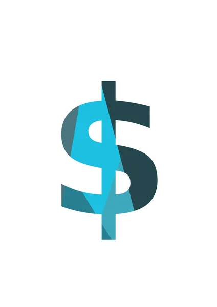 Dollarteken Van Het Alfabet Gemaakt Met Donker Lichtblauw Vlakke Figuur — Stockfoto