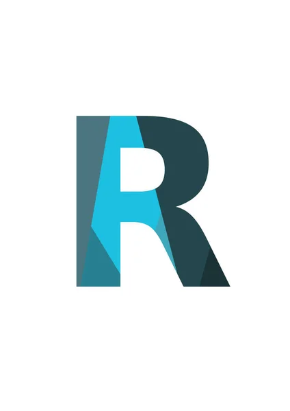 白を基調とした濃淡ブルーの平面図のアルファベットの文字R — ストック写真