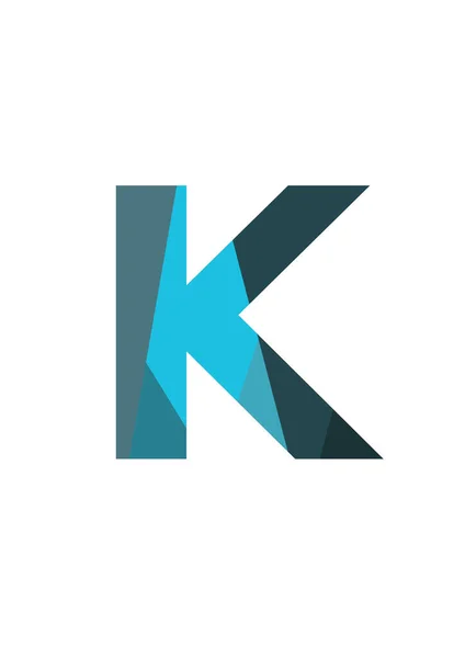 白を基調とした濃淡ブルーの平面図で作られたアルファベットの文字K — ストック写真