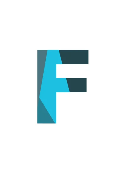 字母F由深蓝色和浅蓝色平面图形制成的字母表中的字母F 用白色背景隔开 — 图库照片
