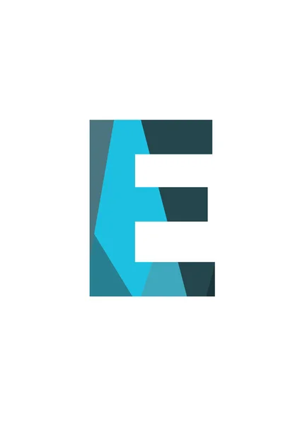 字母E 由深蓝色和浅蓝色的平面图形制成 用白色背景隔开 — 图库照片