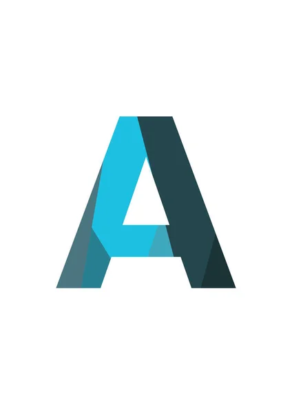 文字白地に濃青と薄青の平面図で作られたアルファベットのA — ストック写真