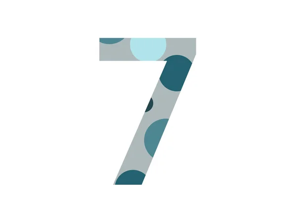 字母中的第7号 由几个蓝点和一个灰色背景组成 在一个白色背景上隔离 — 图库照片