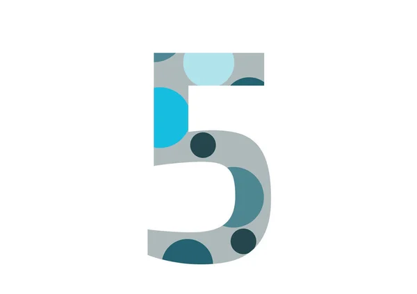 第5号字母表 由几个蓝点和灰色背景组成 以白色背景隔开 — 图库照片