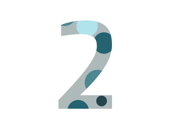 字母的第2号 由几个蓝点和一个灰色背景组成 在一个白色背景上隔离 — 图库照片