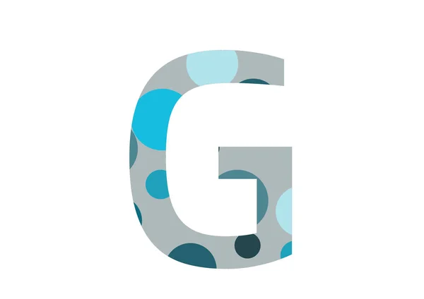 いくつかの青い点と灰色の背景で作られたアルファベットの文字Gは 白い背景に隔離されています — ストック写真