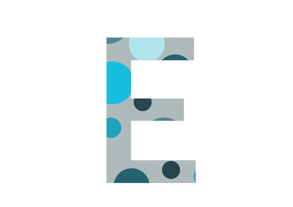 字母E 由几个蓝点和灰色背景组成 以白色背景隔开 — 图库照片