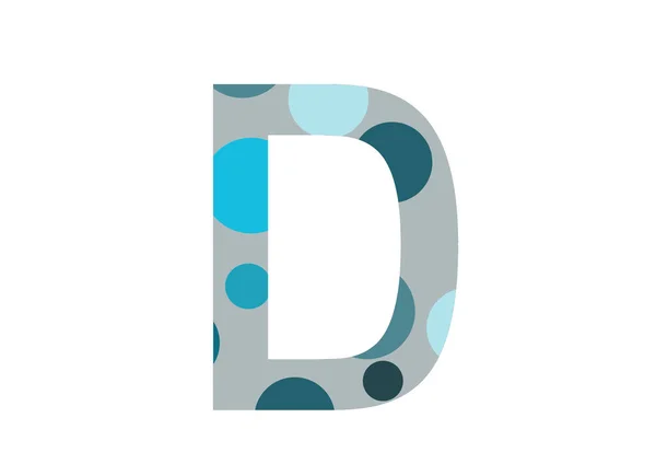 白い背景にいくつかの青い点と灰色の背景で作られたアルファベットの文字D — ストック写真
