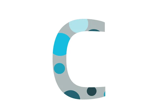 字母C 由几个蓝点和灰色背景组成 用白色背景隔开 — 图库照片