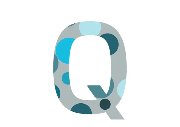字母Q 由几个蓝点和灰色背景组成 以白色背景隔开 — 图库照片