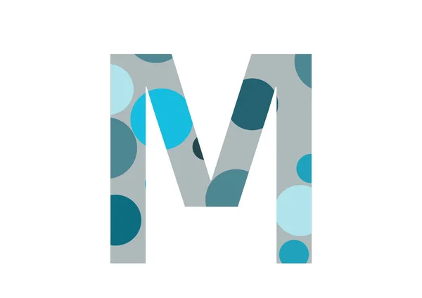 字母M 由几个蓝点和灰色背景组成 用白色背景隔开 — 图库照片