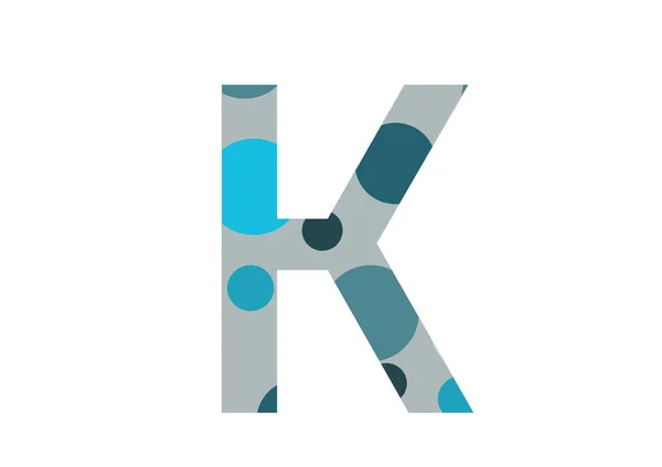 字母K 由几个蓝点和灰色背景组成 以白色背景隔开 — 图库照片