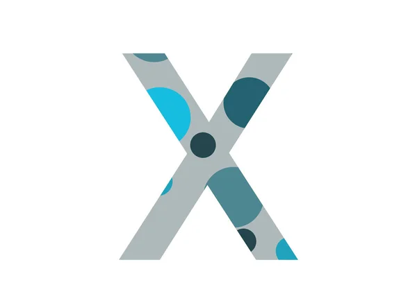 白い背景にいくつかの青い点と灰色の背景で作られたアルファベットの文字X — ストック写真