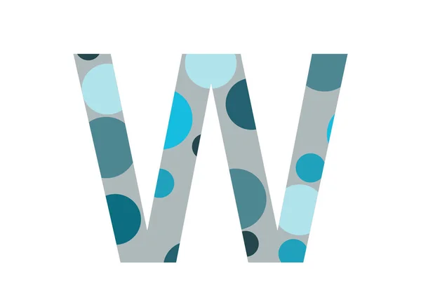 字母W 由几个蓝点和灰色背景组成 以白色背景隔开 — 图库照片