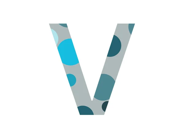 字母V 由几个蓝点和灰色背景组成 以白色背景隔开 — 图库照片