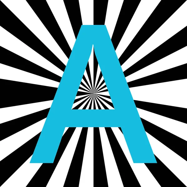 文字A中心からの光青と白と黒の放射線で作られたアルファベット — ストック写真