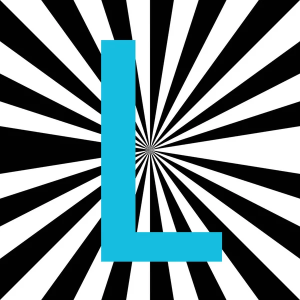 Litera Alfabetu Wykonana Jasnoniebieskiego Biało Czarnego Promieniującego Środka Promienie Słoneczne — Zdjęcie stockowe