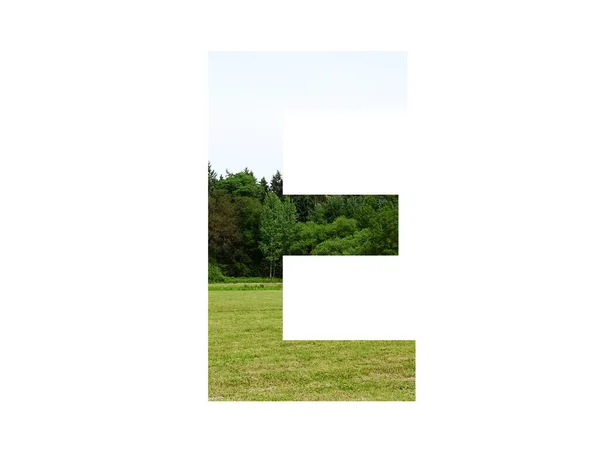Letter Van Het Alfabet Gemaakt Met Landschap Met Gras Bos — Stockfoto